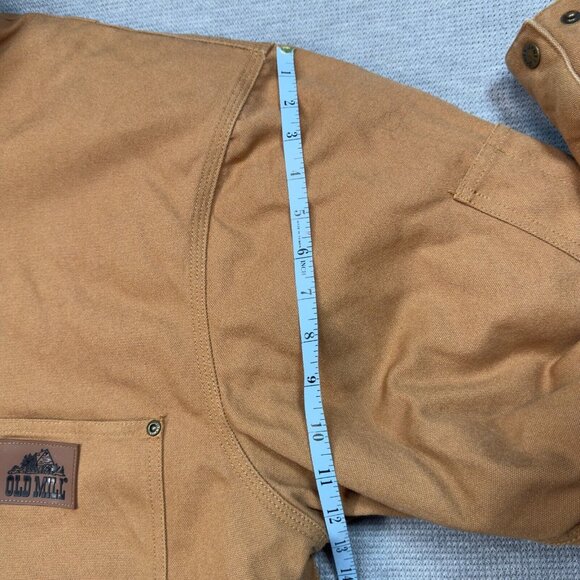 Old Mill Mens Brown Insulated Coat Canvas Jacket Snap Zip Fleece Lined Size XL - Picture 14 of 14
